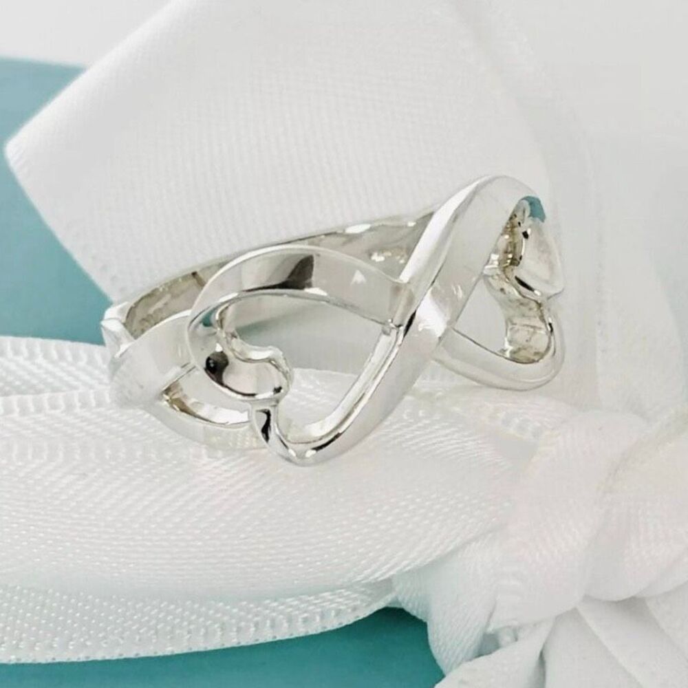 Tiffany & Co. Double Loving Heart Ring Paloma Picasso -529 Silver - Sz 5 - Picture 2 of 16